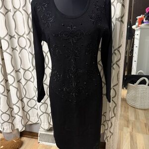 Petite Sophisticate Black Long Sleeve Dress